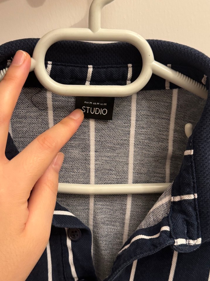 Erkek Lacivert Çizgili Polo Tişört - Görsel 3