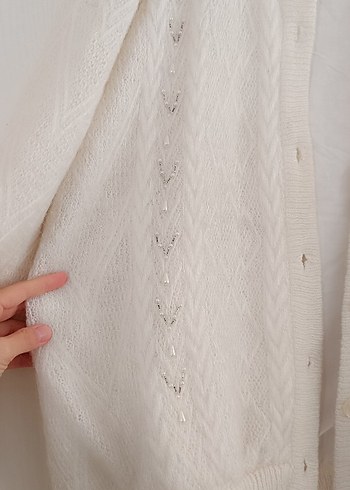 Diğer Düğmeli Kırık Beyaz Vintage Hırka