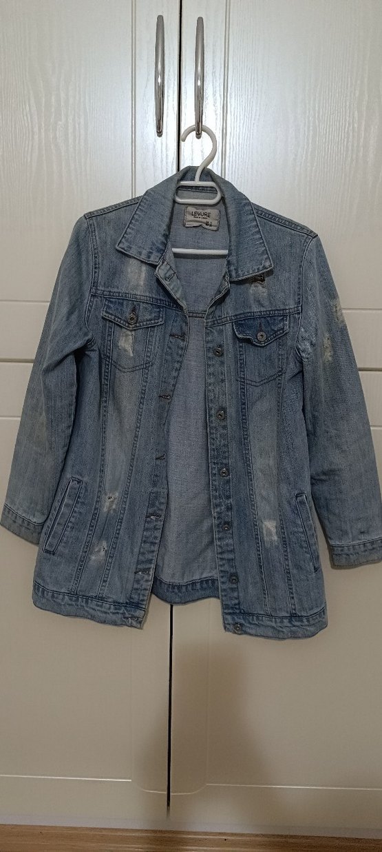 Düğmeli Loose Fit Mavi Denim Ceket - Görsel 2