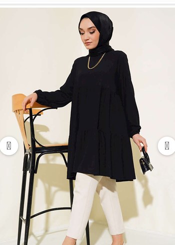 Siyah Salaş Uzun Kollu Tunik - Görsel 2