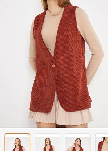 Düğmeli Siyah V Yaka Kadın Yelek - Görsel 3