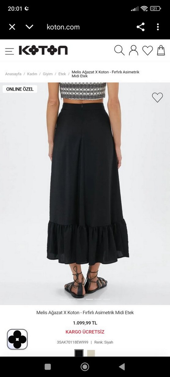 Yandan bağlamalı siyah etek - Görsel 2