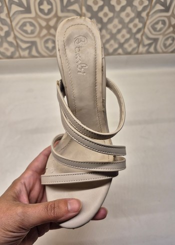 Bej Kadın Topuklu terlik - Görsel 3