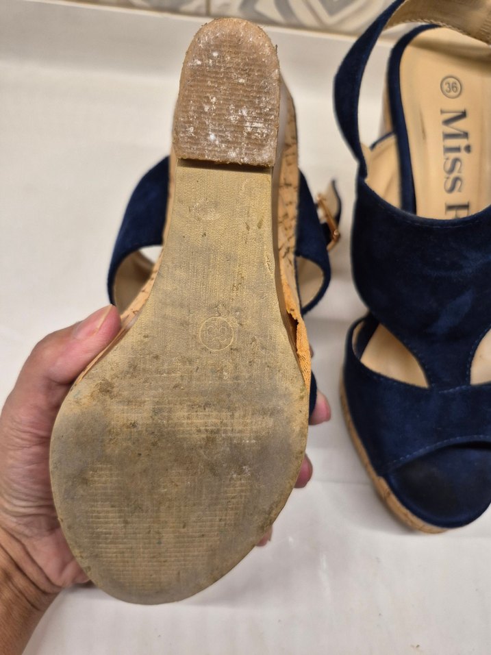 Mavi Süet Kadın Dolgu Topuklu Ayakkabı - Görsel 3