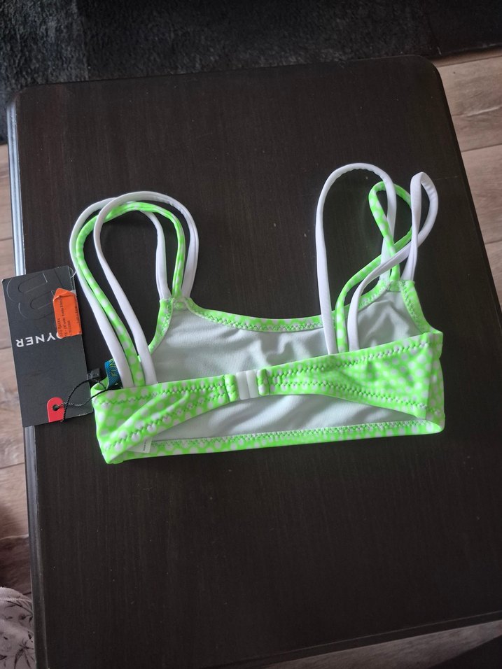 Yeşil Kareli Askılı Kız Bikini - Görsel 3