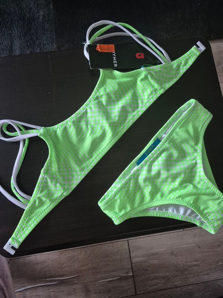 Yeşil Kareli Askılı Kız Bikini - Görsel 2