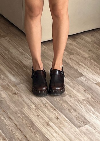 Siyah Deri Tokalı Platform Topuklu Ayakkabı - Görsel 2