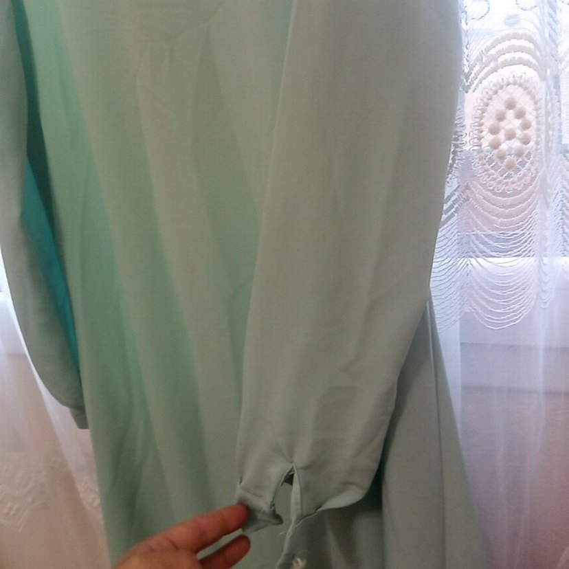 Yeşil Uzun Kollu Salaş Elbise - Görsel 4