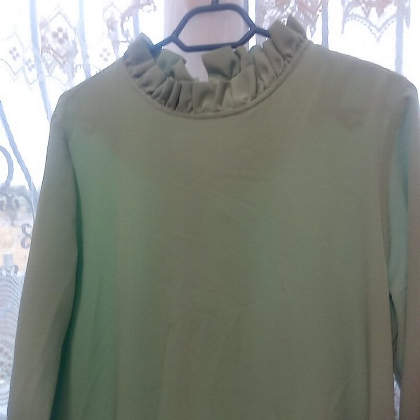 Yeşil Uzun Kollu Salaş Elbise - Görsel 3