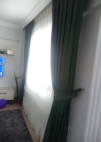 Klasik Yeşil Düz Fon Perde - Görsel 3