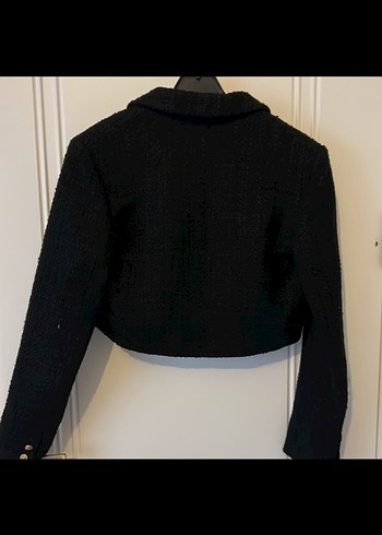 Siyah Süet Mini Klasik Blazer Ceket - Görsel 6