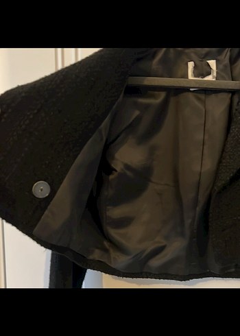 Siyah Süet Mini Klasik Blazer Ceket - Görsel 2