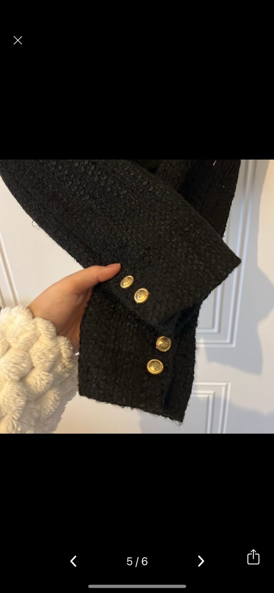 Siyah Süet Mini Klasik Blazer Ceket - Görsel 5