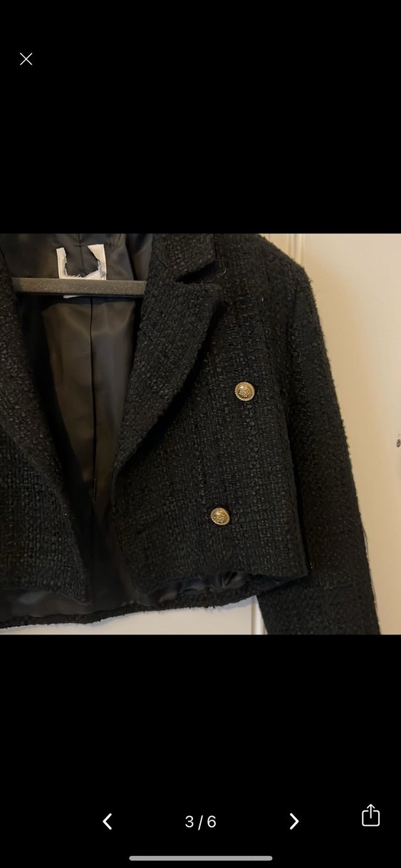 Siyah Süet Mini Klasik Blazer Ceket - Görsel 3