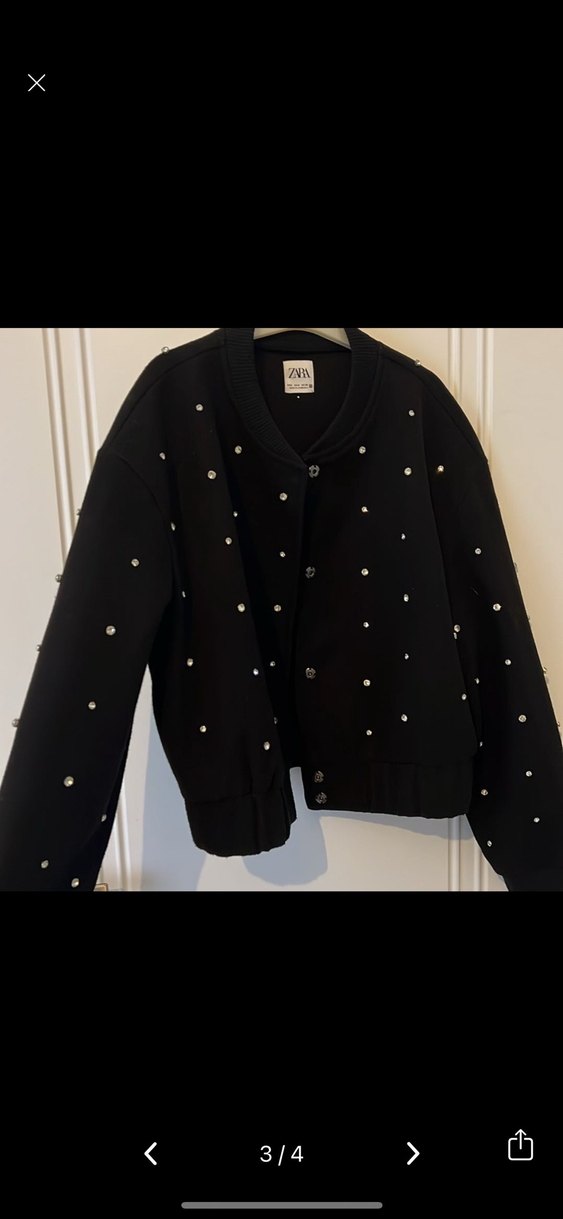 Zara Taşlı Siyah Kadın Ceket - Görsel 3