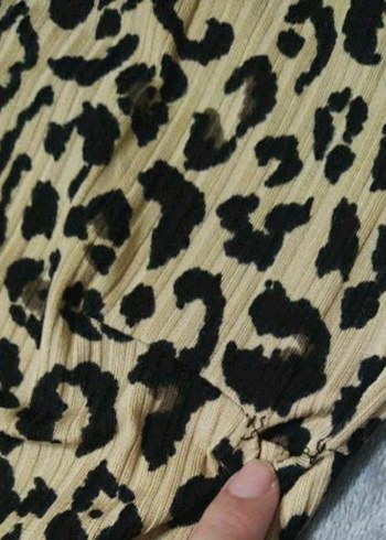 Leopar Desenli Yarım Kollu Midi Elbise - Görsel 3