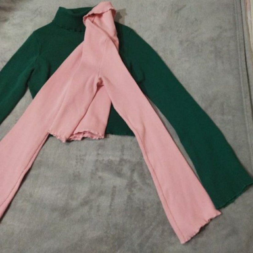 Pembe Triko Boğazlı Uzun Kollu Kadın Kazak - Görsel 3