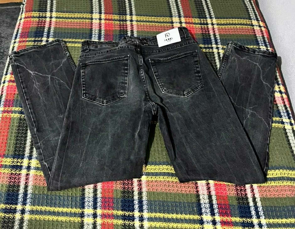 Erkek Siyah Batik Desenli Denim Pantolon - Görsel 2
