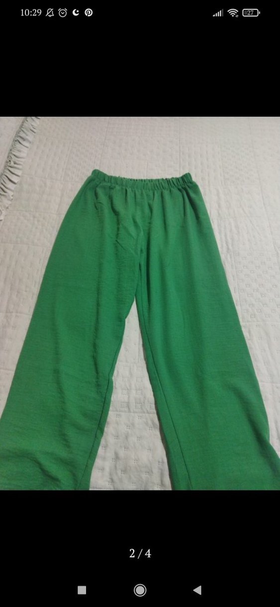 Düğmeli Uzun Kollu Yeşil Salaş Kadın Gömlek - Görsel 2