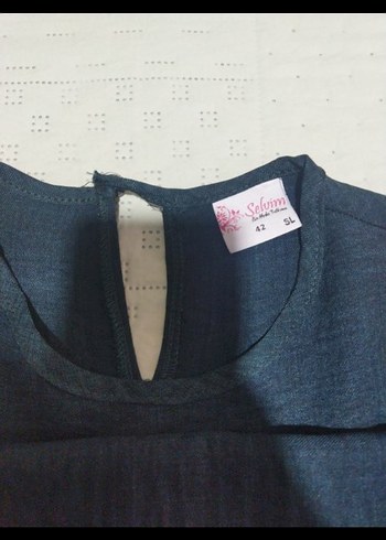 Lacivert Uzun Kollu Keten Tunik - Görsel 3