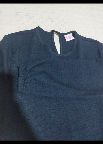 Lacivert Uzun Kollu Keten Tunik - Görsel 2