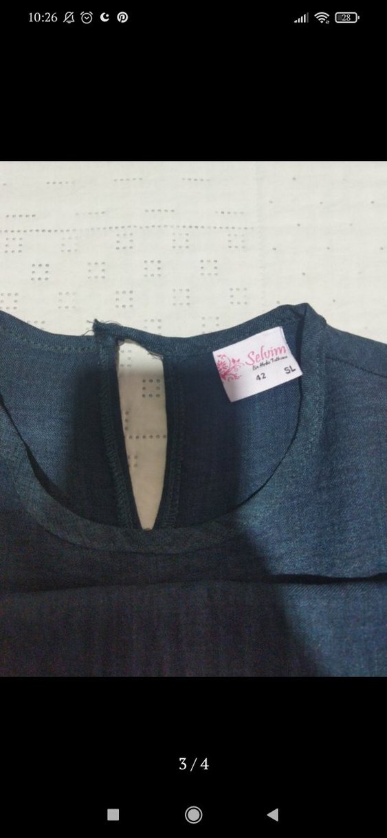 Lacivert Uzun Kollu Keten Tunik - Görsel 3