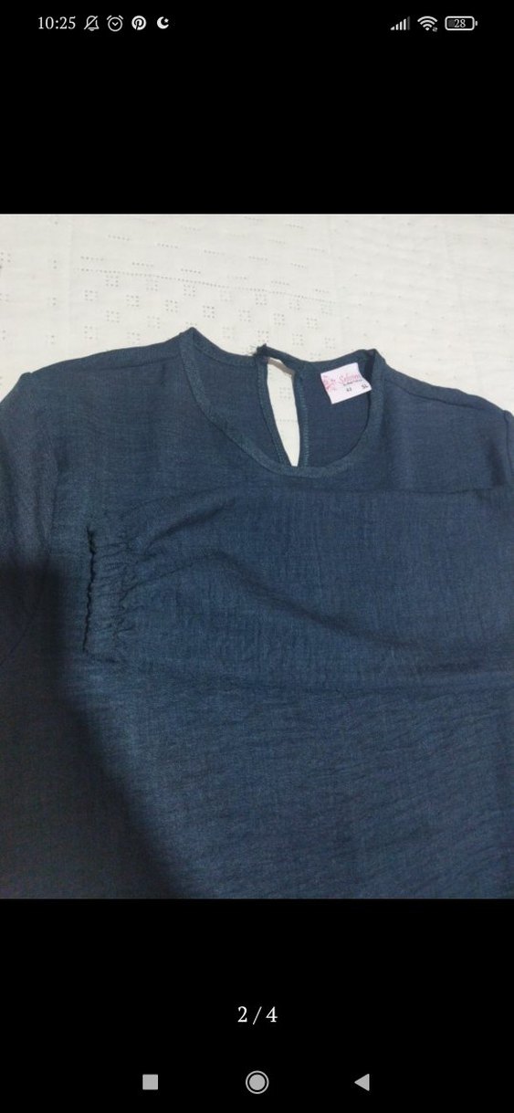 Lacivert Uzun Kollu Keten Tunik - Görsel 2