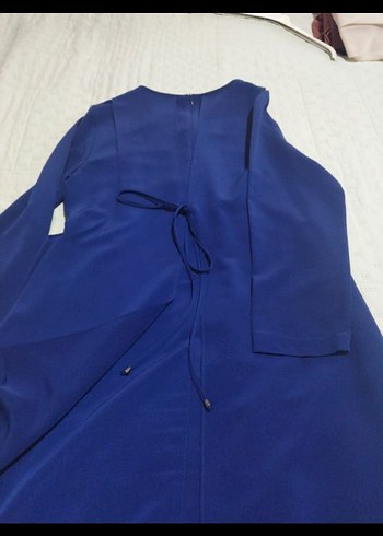 Parlak Mavi Uzun Kollu Kadın Elbise - Görsel 2