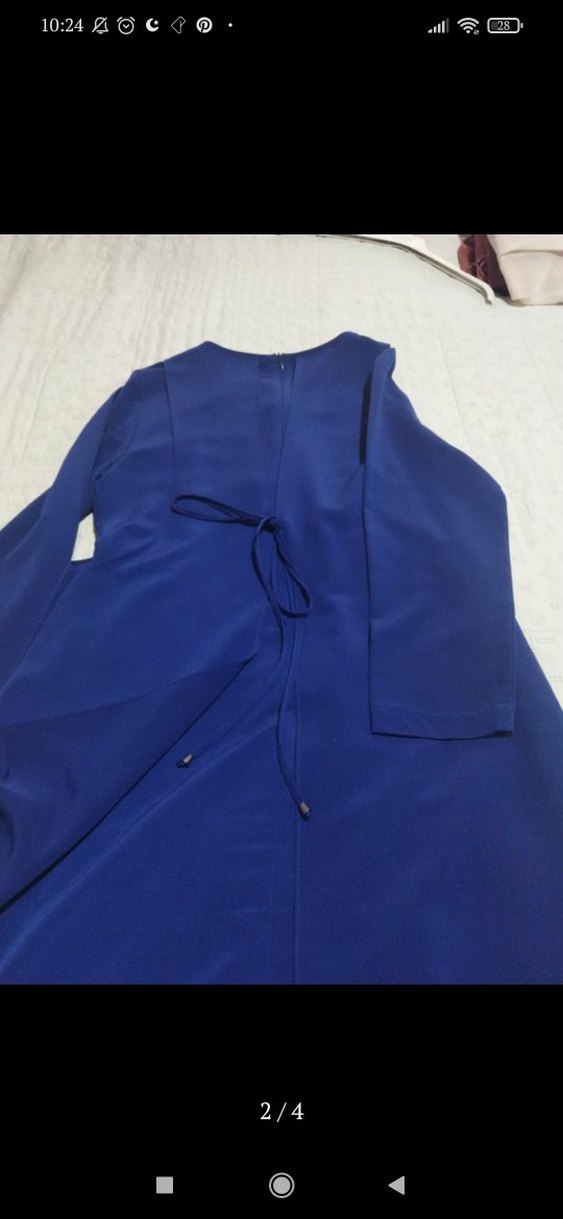 Parlak Mavi Uzun Kollu Kadın Elbise - Görsel 2