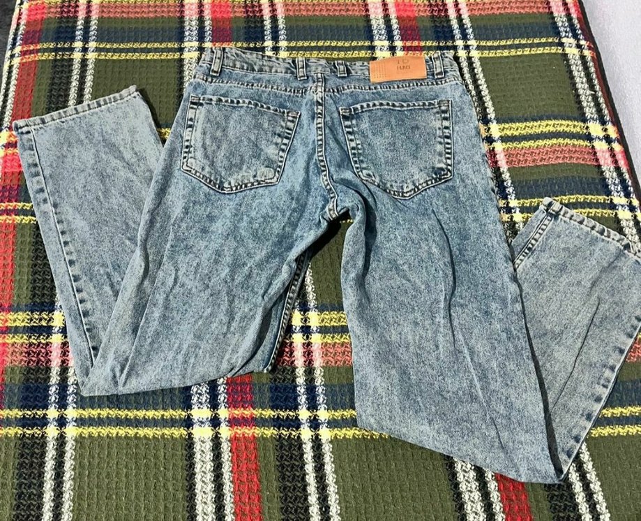 Gri Çok Renkli Batik Desenli Salaş Erkek Kot Pantolon - Görsel 2