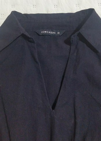 siyah V Yaka Midi Keten Elbise - Görsel 2