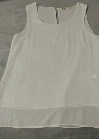 Kadın Beyaz Kolsuz Basic Bluz - Görsel 2