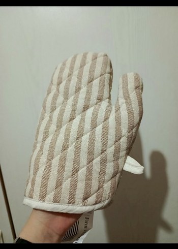 Çizgili Gri Beyaz Fırın Eldiveni - Görsel 8