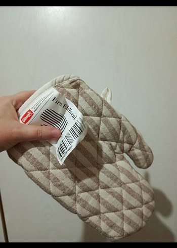 Çizgili Gri Beyaz Fırın Eldiveni - Görsel 7