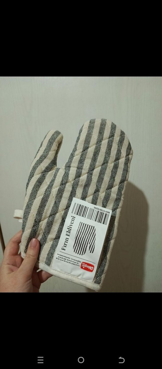 Çizgili Gri Beyaz Fırın Eldiveni - Görsel 2