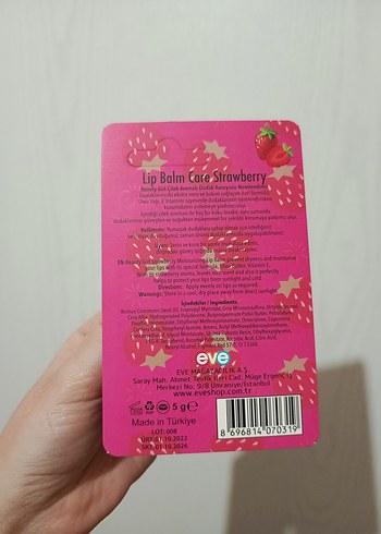 Çilekli dudak bakım kremi lip balm - Görsel 4