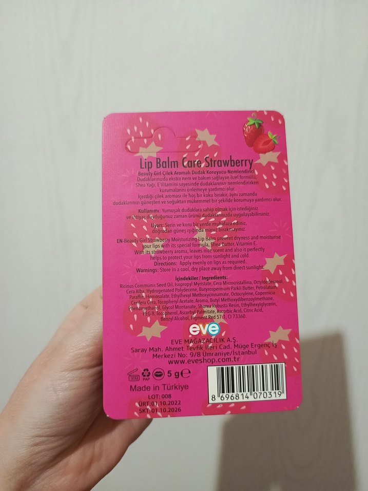 Çilekli dudak bakım kremi lip balm - Görsel 4