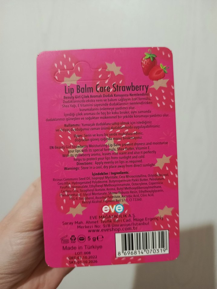 Çilekli dudak bakım kremi lip balm - Görsel 5