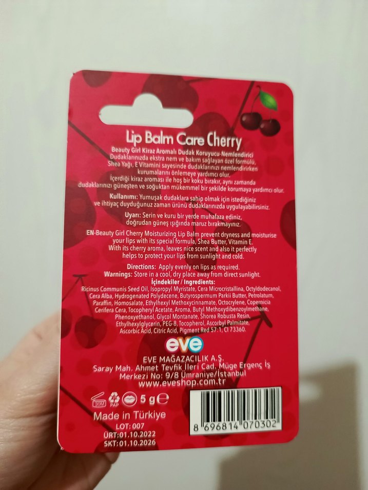 Beauty girl kirazlı lip balm Dudak Balmı SPF20 - Görsel 2