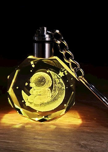 Zincir Detaylı Yeşil Baykuşlu Anahtarlık 3 d ledli - Görsel 4