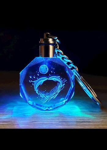 Zincir Detaylı Yeşil Baykuşlu Anahtarlık 3 d ledli - Görsel 6