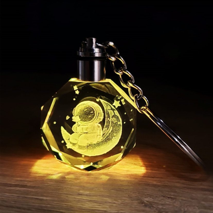 Zincir Detaylı Yeşil Baykuşlu Anahtarlık 3 d ledli - Görsel 4