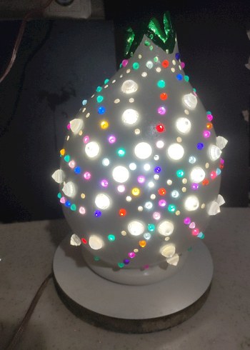 Renkli Desenli Masa Lambası EL İŞİ ÖZEL YAPIM - Görsel 17