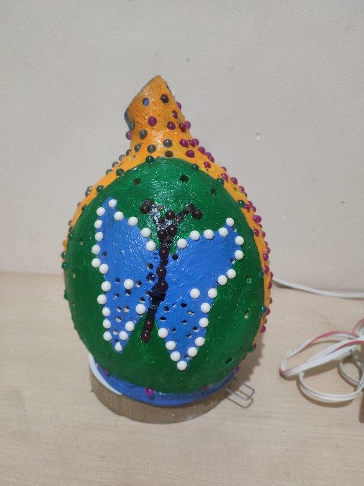 Renkli Desenli Masa Lambası EL İŞİ ÖZEL YAPIM - Görsel 3