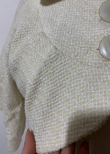 Düğmeli Beyaz  Bolero - Görsel 3