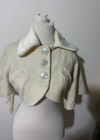 Düğmeli Beyaz  Bolero - Görsel 2