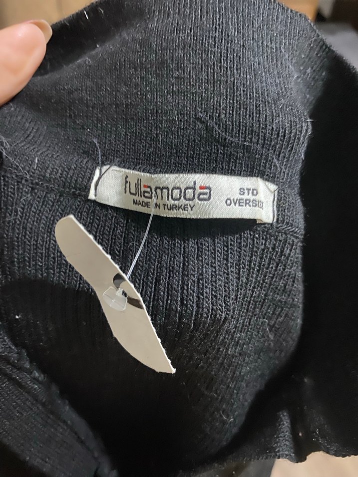 Düğmeli Siyah Kadın Triko body - Görsel 3