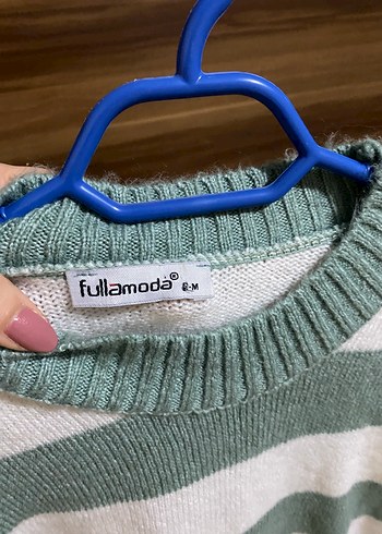 Çizgili Triko Kadın Kazak - Görsel 2