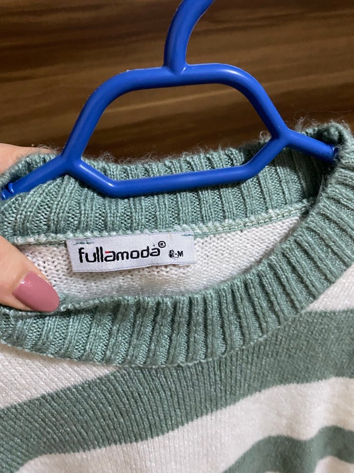 Çizgili Triko Kadın Kazak - Görsel 2