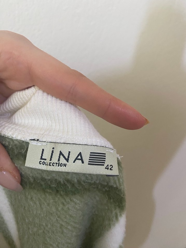 Kadın Yeşil Ekose Desenli Örgü Ceket - Görsel 3